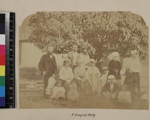 Group portrait of a missionary croquet party, Madagascar, ca. 1865-1885