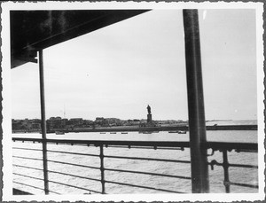 Northern end of the Suez Canal with Lesseps memorial, Egypt, 1927