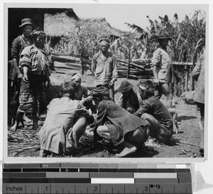 Five men playing a game, Philippines, ca. 1925