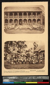 Two views of gymnastic class, Kisantu, Congo, ca.1920-1940