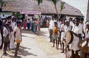 Asia Secretary is welcomed by villagers in Tiruvannamalai NW in the Arcot district