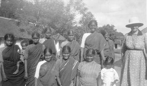 Missionary Mildrid Nielsen at the Women's Home at Lebanon, Tiruvannamalai, ca.1925