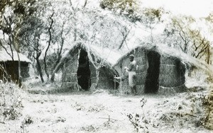 Nyasaland Man and Thatched Huts, Malawi, ca. 1914-1918