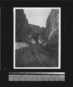 Mountain pass and toll gate, Gansu Province, China, ca.1926