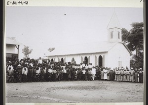 Ceremonial consecration of the church in Edea. The congregation gathered in front of the church