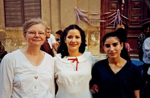 Missionary Betty From Jensen and Ebtehag Mounir, an employee at the seminary in Cairo, and Ebte