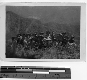 A picnic in Shuizhai mountains, Meixien, China, 1945