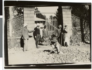 Repair work on the first mission station, Adis Abeba, Ethiopia, ca.1928-1931