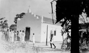 Tiruvannamalai, Arcot, South India.The small, recently consecrated church at Parkanan. To the r