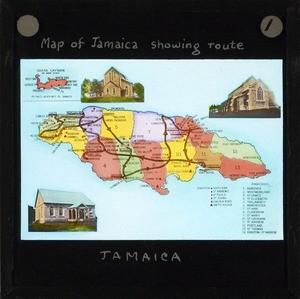 Map of Jamaica, showing churches of Scottish origin