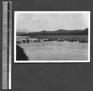 Pontoon bridge, Shaowu, Fujian, China, ca.1939