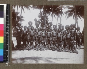 Group of indigenous Christians, Delena, Papua New Guinea, ca. 1905-1915
