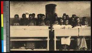 Children seated at desks, Congo, ca.1920-1940