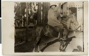 Hermann Bahlburg on horseback, Addis Abeba, Ethiopia, 1928-1931