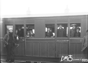 Swiss missionaries in a train, Pretoria, South Africa, ca. 1896-1911