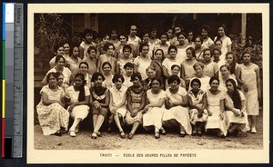 Students and teachers of the Girls School, Papeete, French Polynesia, ca.1900-1930