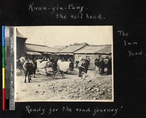 Caravan at an inn, Changchun, Jilin, China, ca. 1885