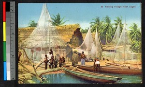 Fishing boats at village near Lagos, Nigeria, ca.1920-1940