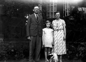 Shillong, Assam, September 1938. The Missionaries Ingeborg and Oluf Eie with their daughter Kir