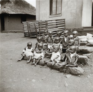 Babies of the day nursery of Bangwa, in Cameroon