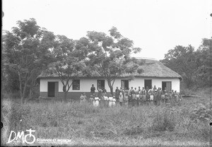 Group of people in front of a building, Elim, Limpopo, South Africa, ca. 1896-1911