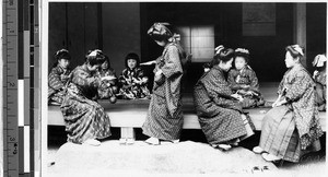 Japanese girls playing games, Japan, ca. 1920-1940