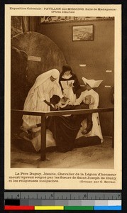 Tableau of the death by leprosy of Father Dupuy, Madagascar, ca.1920-1940