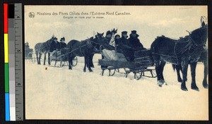 People seated in a horse-drawn sled, Canada, ca.1920-1940