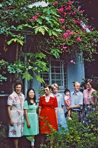 DMS missionaries and others in front of Birgit Norholdt's home at Taichung, Taiwan, 1979. From