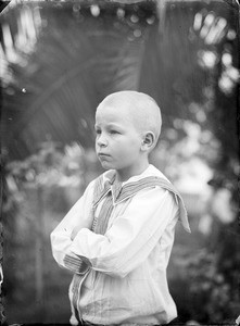 European boy wearing a sailor suit, Tanzania, ca.1900-1920