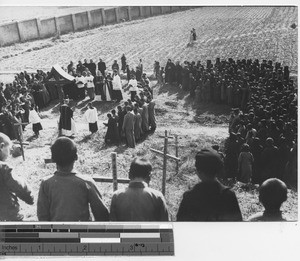 Maryknoll priests at All Souls Day at Fushun, China, 1939