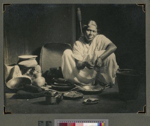 Preparing evening meal, Nagpur, India, ca.1937