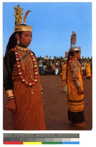 Girls in formal attire with ornate jewelry, India, ca.1920-1940