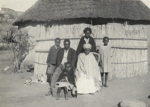 A Christian Bassouto family in front of its hut