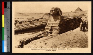 Sphinx with party of tourists, Egypt, ca.1920-1940