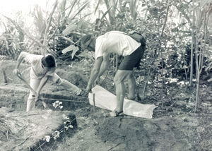 Excavation to a future pig farm. Missionary Jens Christian Olesen, Hingotanan, the Philippines