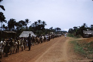 Marching schoolchildren, Bankim, Adamaoua, Cameroon, 1953-1968