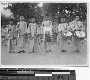 Boys musical band in Changpu, China, 1937