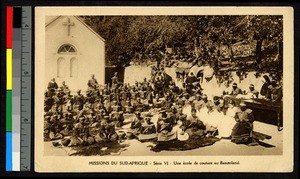 Young women sewing in a courtyard, South Africa, ca.1920-1940