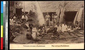 Women and children making mats, Kumbakonam, India, ca.1920-1940