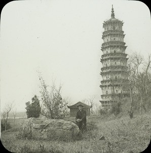 Minister Outside Pagoda, China, ca. 1905-1914