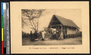 Group outside a chapel, Kisantu, Congo, ca.1920-1940