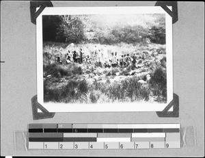 A group of people in Lusubilo, Nyasa, Tanzania, 1935