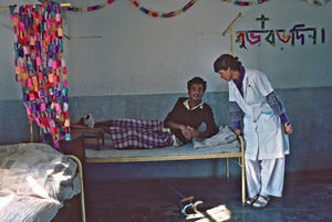 Danish Bangladesh Leprosy Mission/DBLM, Nilphamari. Sister Bente Birkmose Jakobsen in conversat