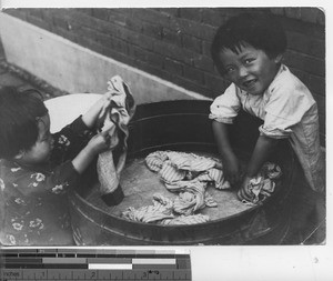 Two orphans at Fushun, China, 1936