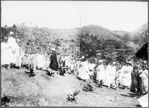 Procession of the candidates for baptism, Wudee, Tanzania, ca.1911-1914