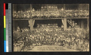 Crowd of children standing with missionary sisters, Congo, ca.1920-1940