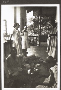 Hausa traders on the veranda