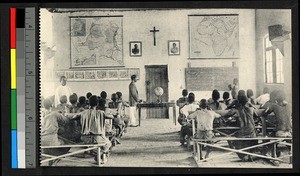 Children studying in a classroom, Congo, ca.1920-1940