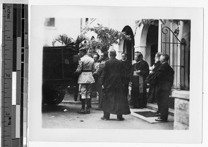 Father Damien's remains arriving at Catholic Mission cathedral, Honolulu, Hawaii, 1936